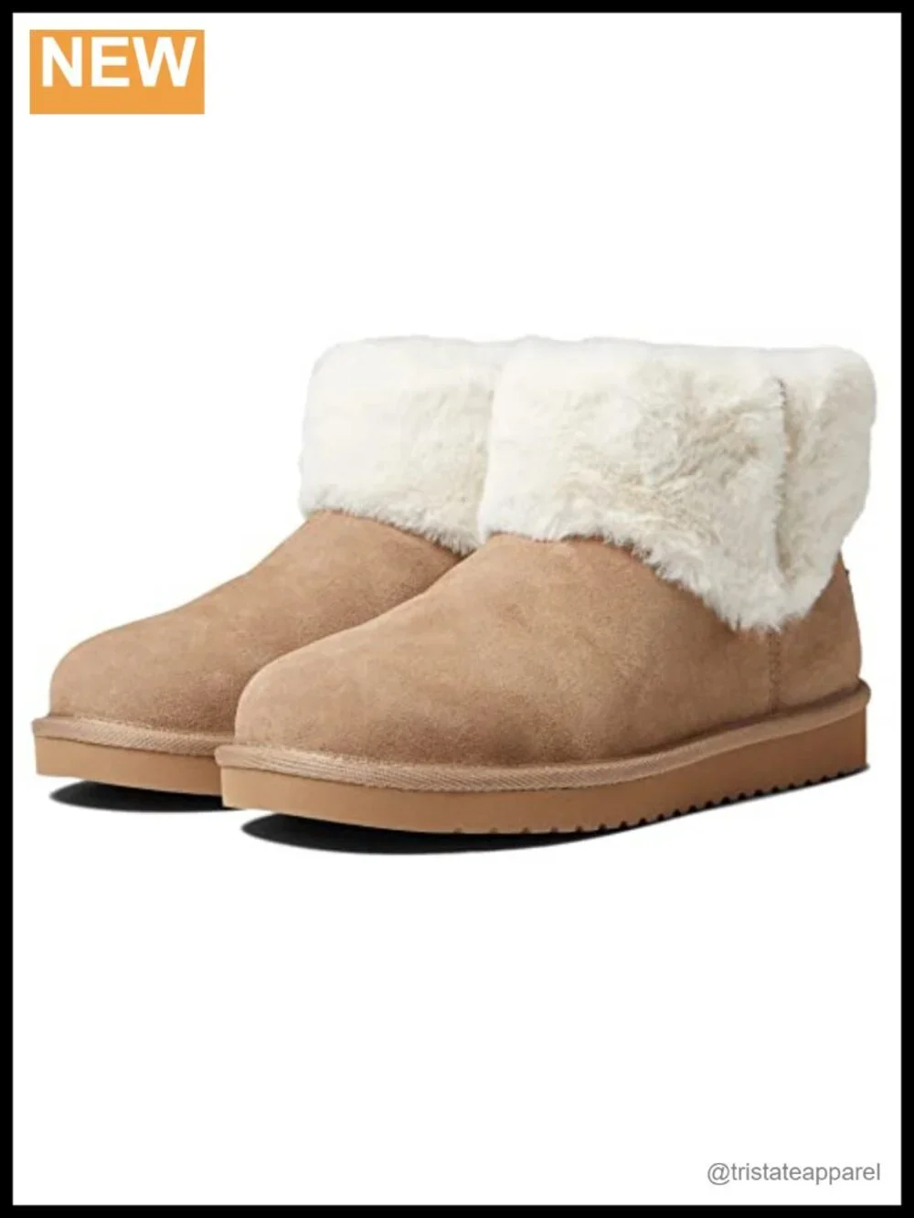 Suede Ankle Boots Faux Fur Lining Pull-On Snow Bootie